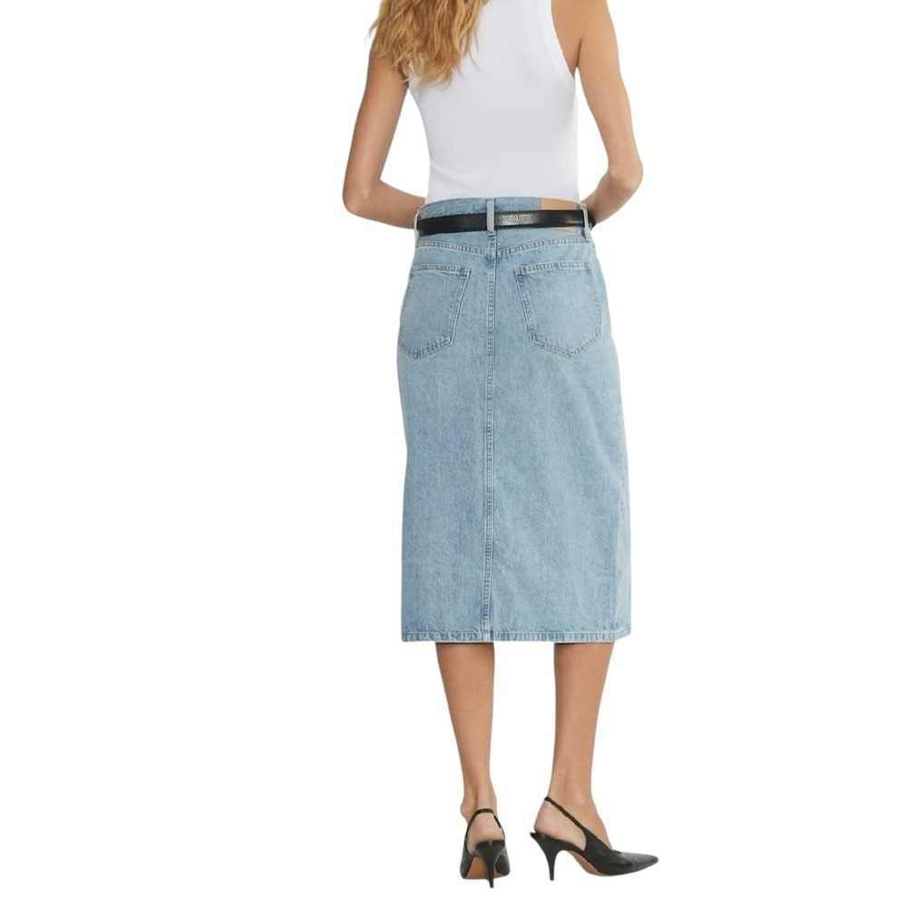 Denim Forum Aritzia The 90’s Halle Denim Midi Skirt Light Wash Size 27 - Picture 2 of 8